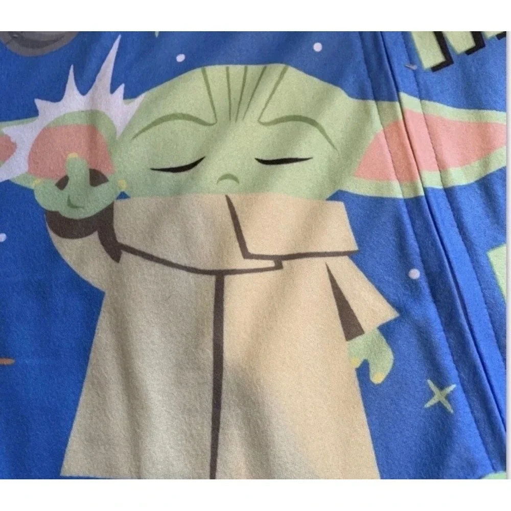 Star‎ Wars Grogu One Piece Pajamas Boys 4/5 Blue New Mandalorian Fleece Sleeper